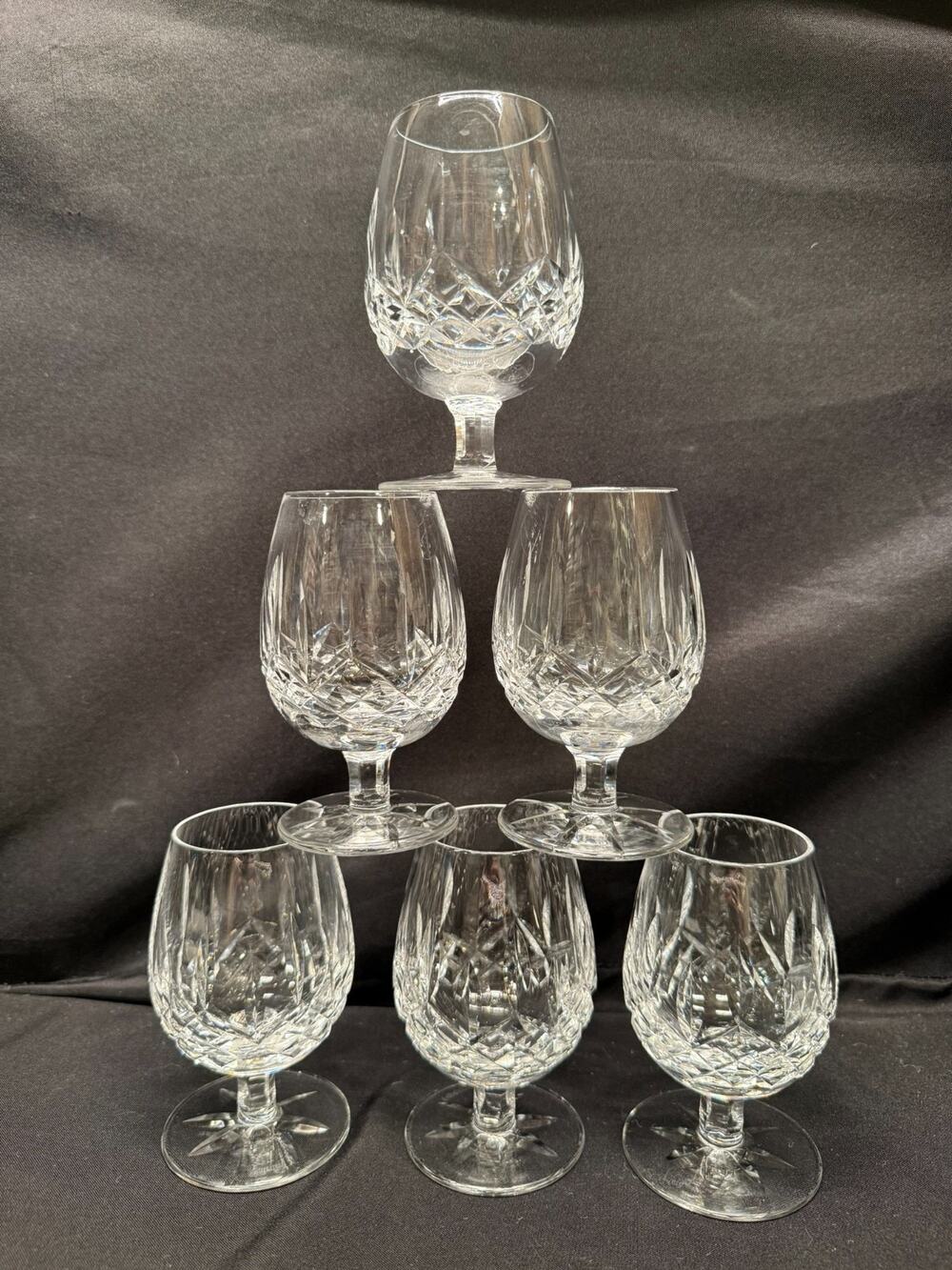 Set Of 6 Waterford Crystal Lismore Brandy Snifter Glasses Small goblets 4.5" VTG